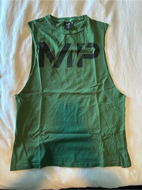Mens MyProtein Gym Workout Muscle Cut Off Tank Top - Forest Green Size Large